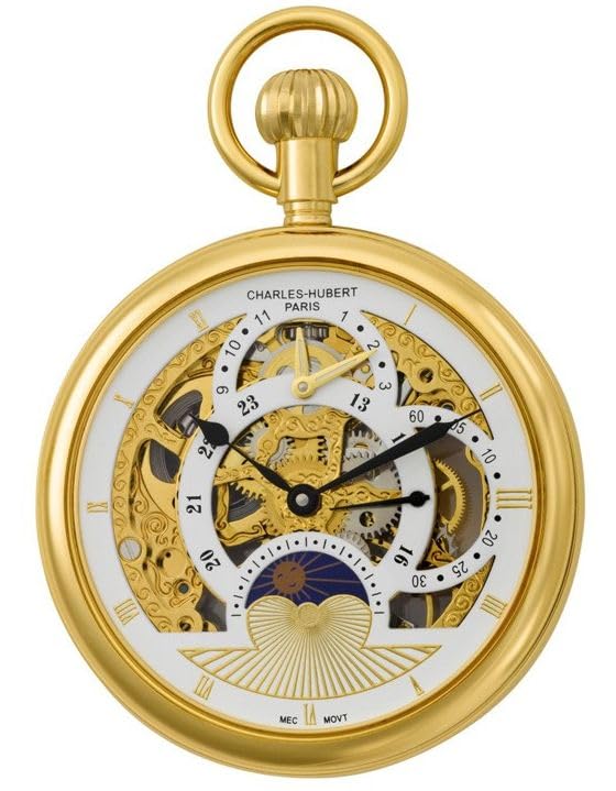 Pocket Watch Mechanical Manual Winding Skeleton 3816 [Charles Hubert] Men's