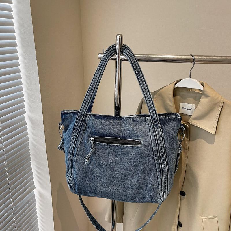 Denim Tote Bag Women's Large Capacity Commuting Shoulder Bag Crossbody Bag
