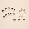 24pcs Mid-length Square Shape Press On Nails, Black Fake Nail With Heart Decor, Glossy Full Cover Nails For Women