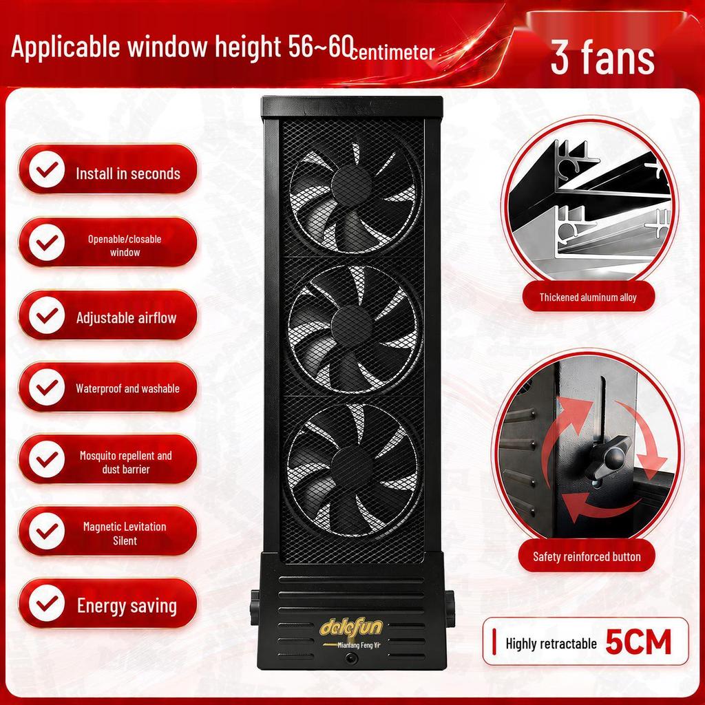 Delefun Silent Window Exhaust Fan, Rainproof & Moisture-Proof, Bedroom Use, 110-220V