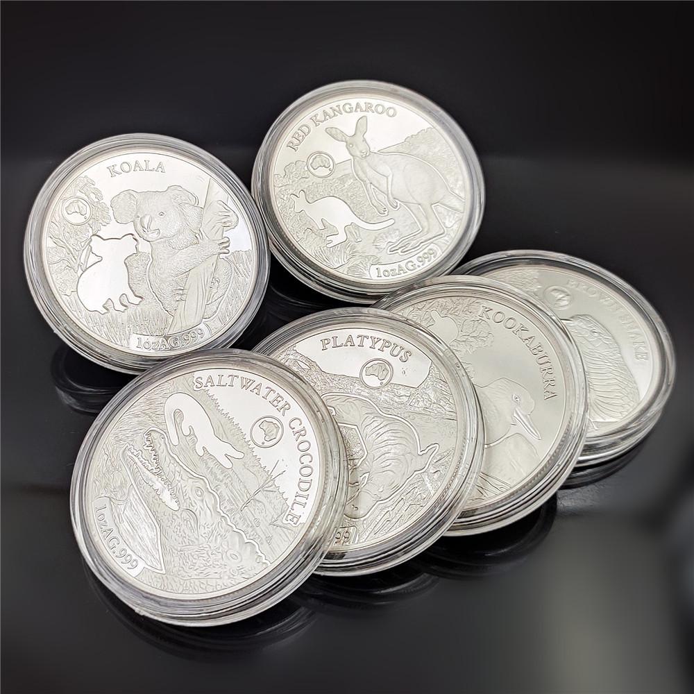 2019 Australian Animal Koala Commemorative Coin, Kangaroo, Crocodile Commemorative Coin, Crocodile, Platypus, Snake, Queen's Avatar Kookaburra