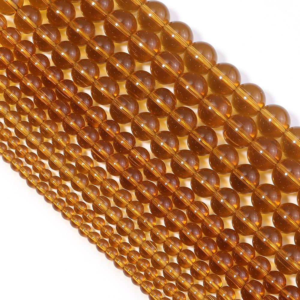 1 Strand 4/6/8/10/12mm Glass Beads Amber Color Round Loose Spacer Beads For Jewelry Making DIY Necklace Bracelets Accessories