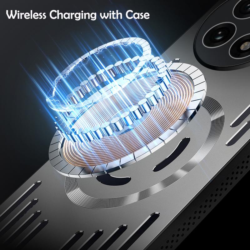Hard Metal Heat Dissipation Magnetic Wireless Charging Cover For OnePlus 13 13R 12 One Plus 13 Cool Protective Back Case
