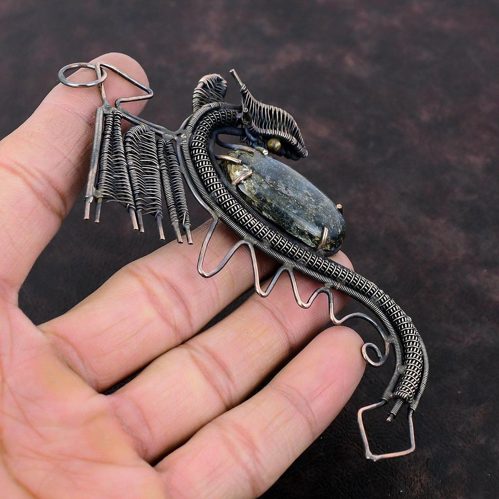 Kyanite Pendant Copper Wire Wrapped Pendant Handmade Jewelry Natural Gemstone Pendant Dragon Pendant Copper Wire Wrap Jewelry Gift For Women