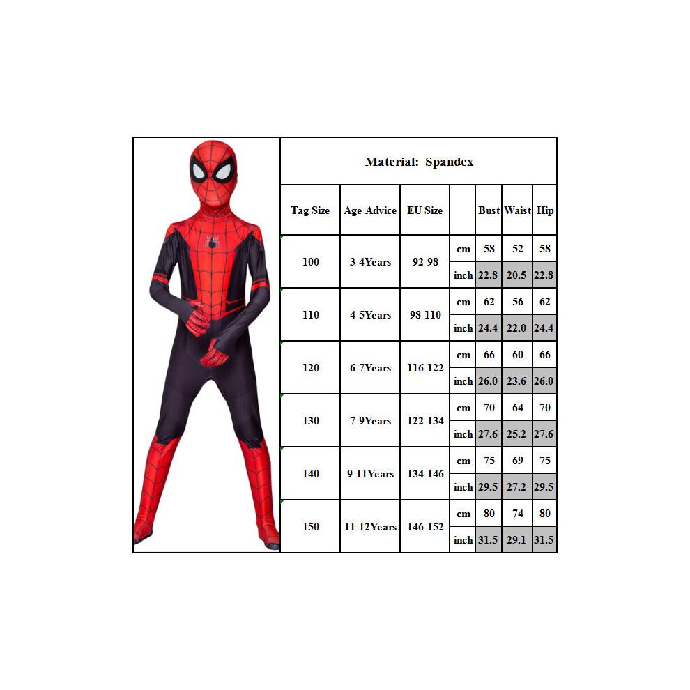 (Spider-Man - Enfants, 11-12 ans) Far From Home Spider-Man Zentai Cosplay - Costume Spider-Man pour garçon en combinaison