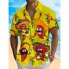 Camisa de Manga Corta para Hombre con Estampado de Dibujos Animados Fiesta Vibrante - Poliéster Transpirable que Absorbe la Humedad