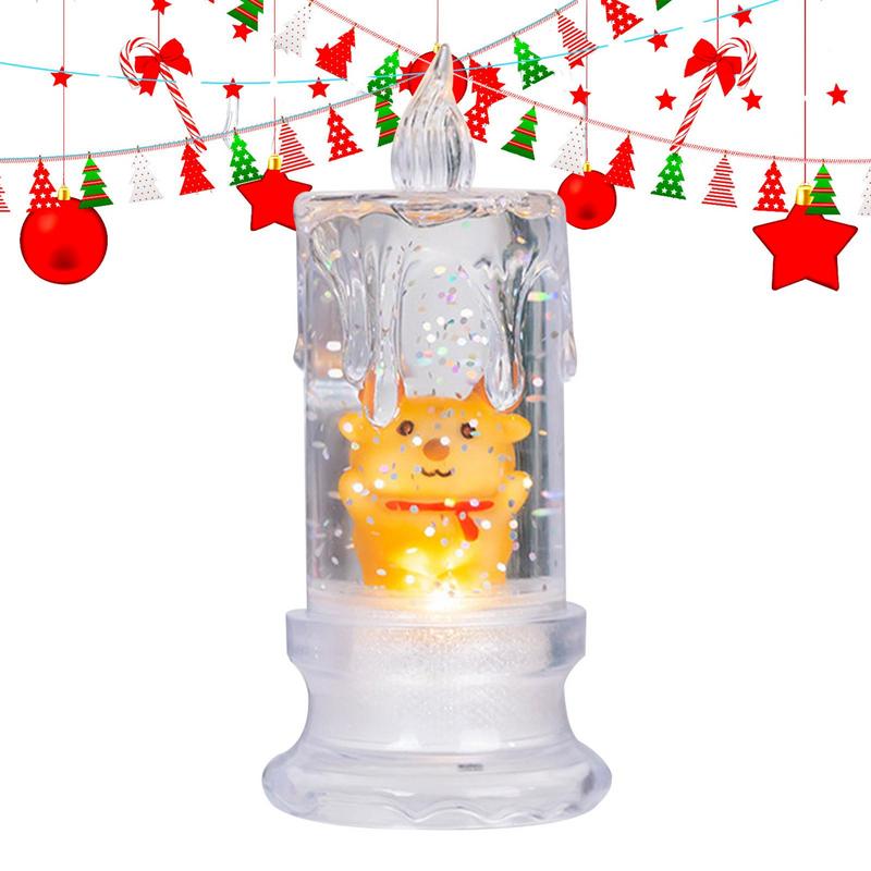 Vánoční LED svíčka naplněná vodou Santa Sněhulák Sněhová vločka Noční světlo Elektrické Santa Claus Sněhová koule Lucerna Sněhová ozdoba
