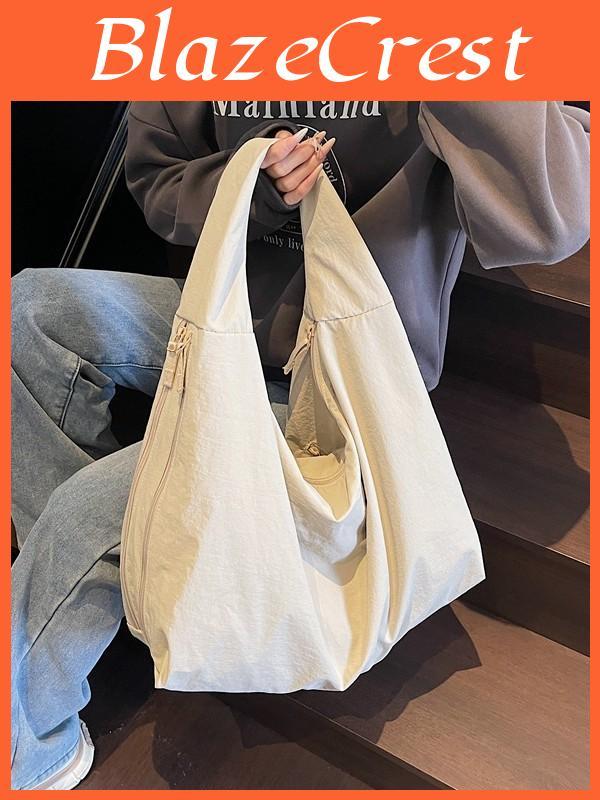 Nylon Casual Shoulder Bag With Zipper Closure For Daily Use