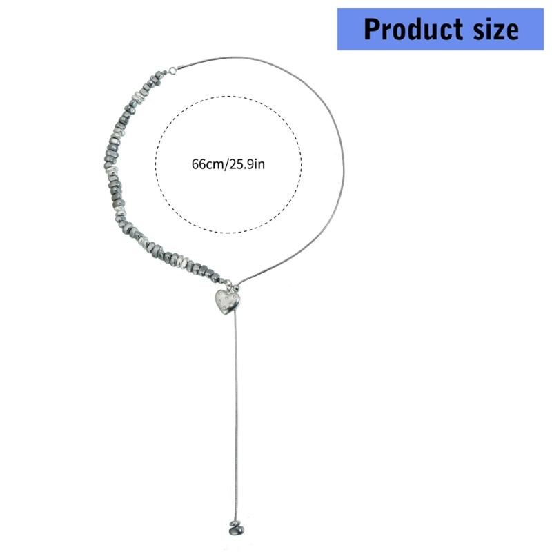 Adjustable Length Heart Beaded Necklace Sweet Cool Fashion For Everyday Outings Gatherings