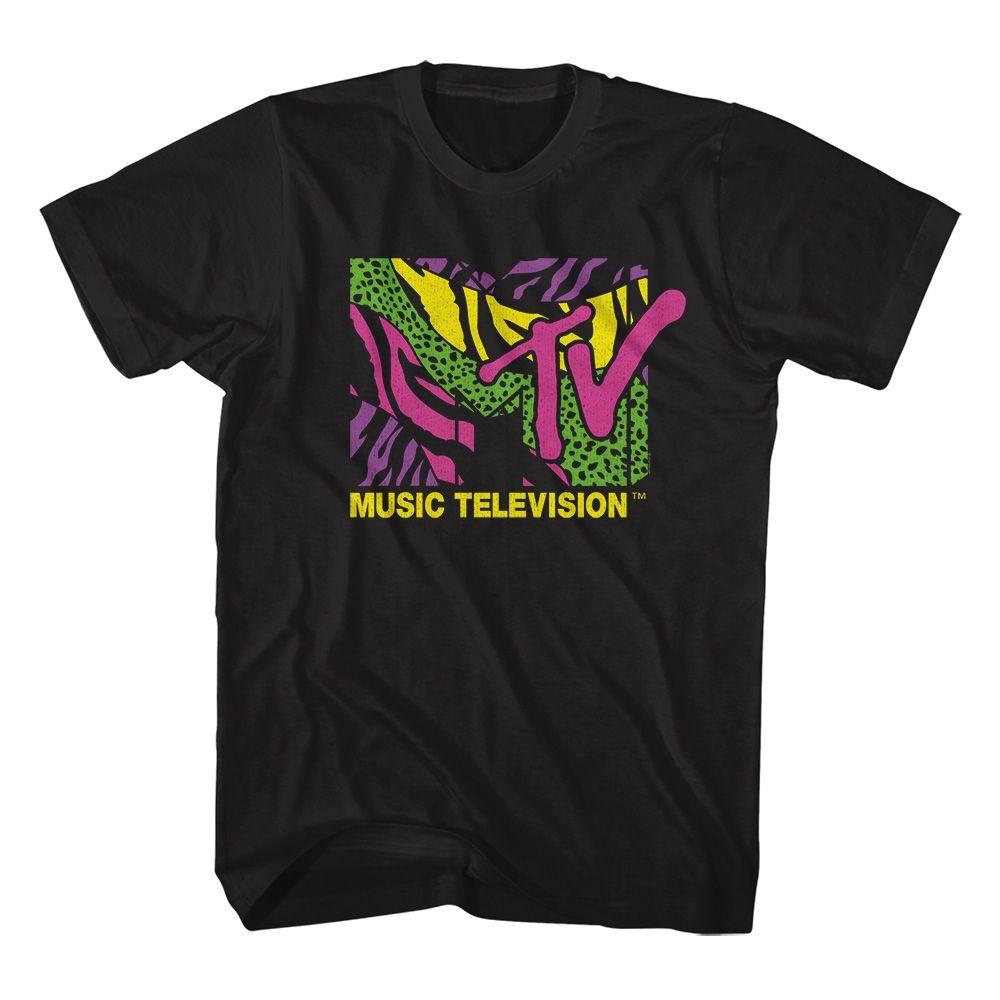 MTV Leopard And Zebra Print Logo TV Shirt L