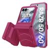 For Motorola Razr 50/60 Case with Hinge Protection, Built-in Screen Protector Shockproof All-Inclusive Phone Cover-Rose Red