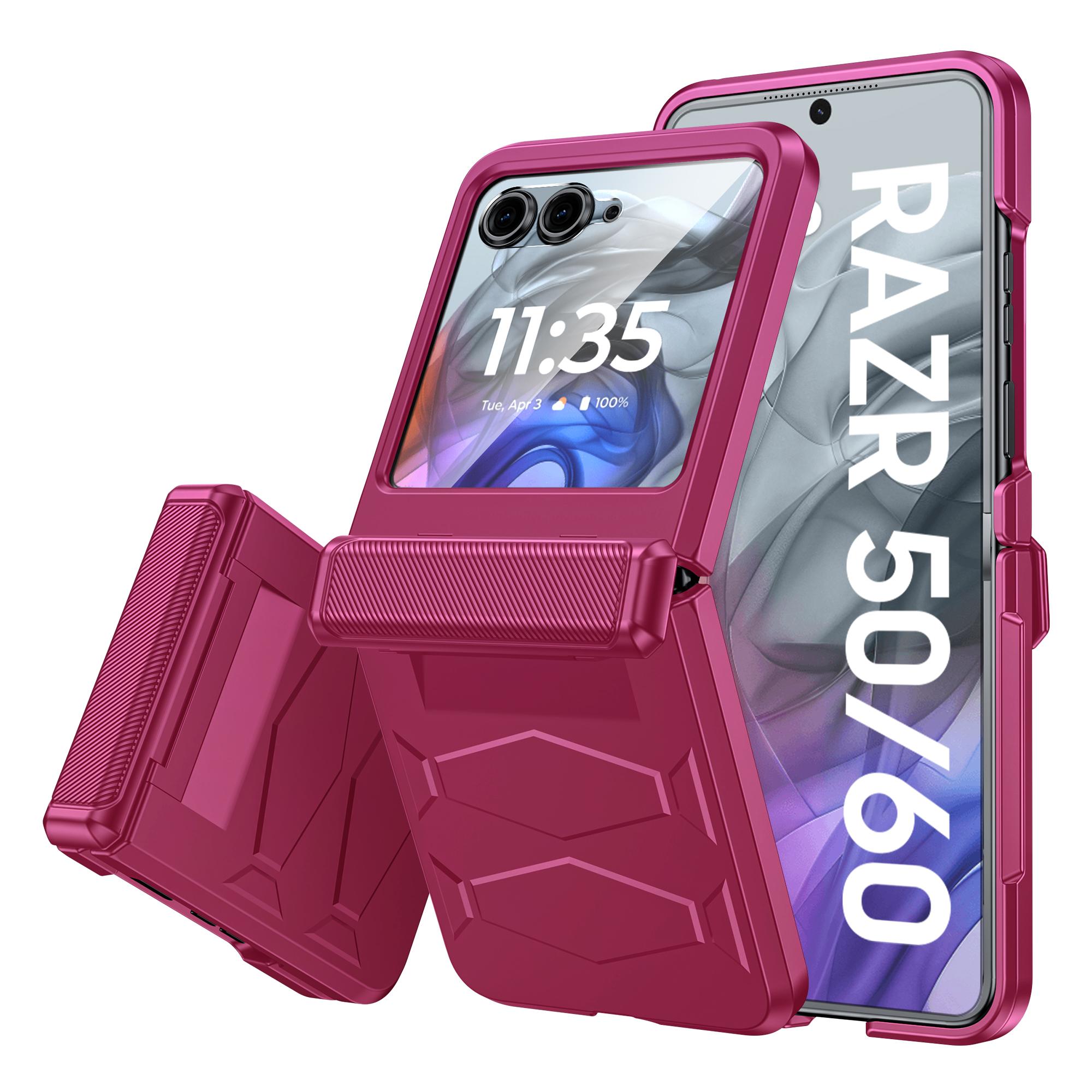 

Для Motorola Razr 50/60 Чохол із захистом шарніра, Вбудований захисний екран, Ударостійкий всеохоплюючий чохол для телефону - Помаранчевий червоний