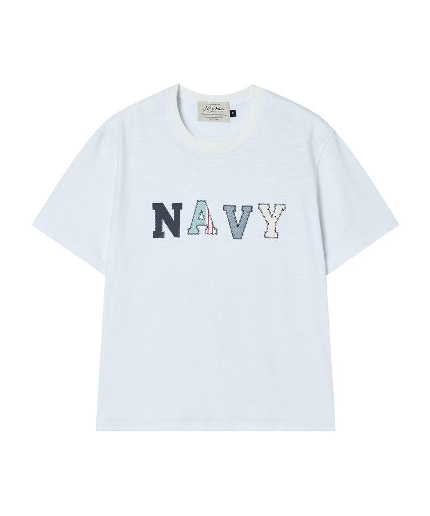 BEYOND CLOSET [Collection Line] Vintage Patchwork Slub Short Sleeve T-Shirt White