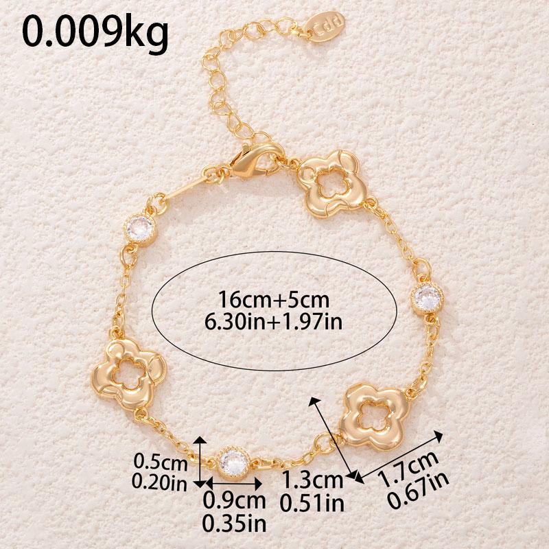 New Simple Hollow Lucky Clover Adjustable Bracelet for Women Girls Rhinestone Four Leaf Clover Bracelets Holiday Jewelry Gifts