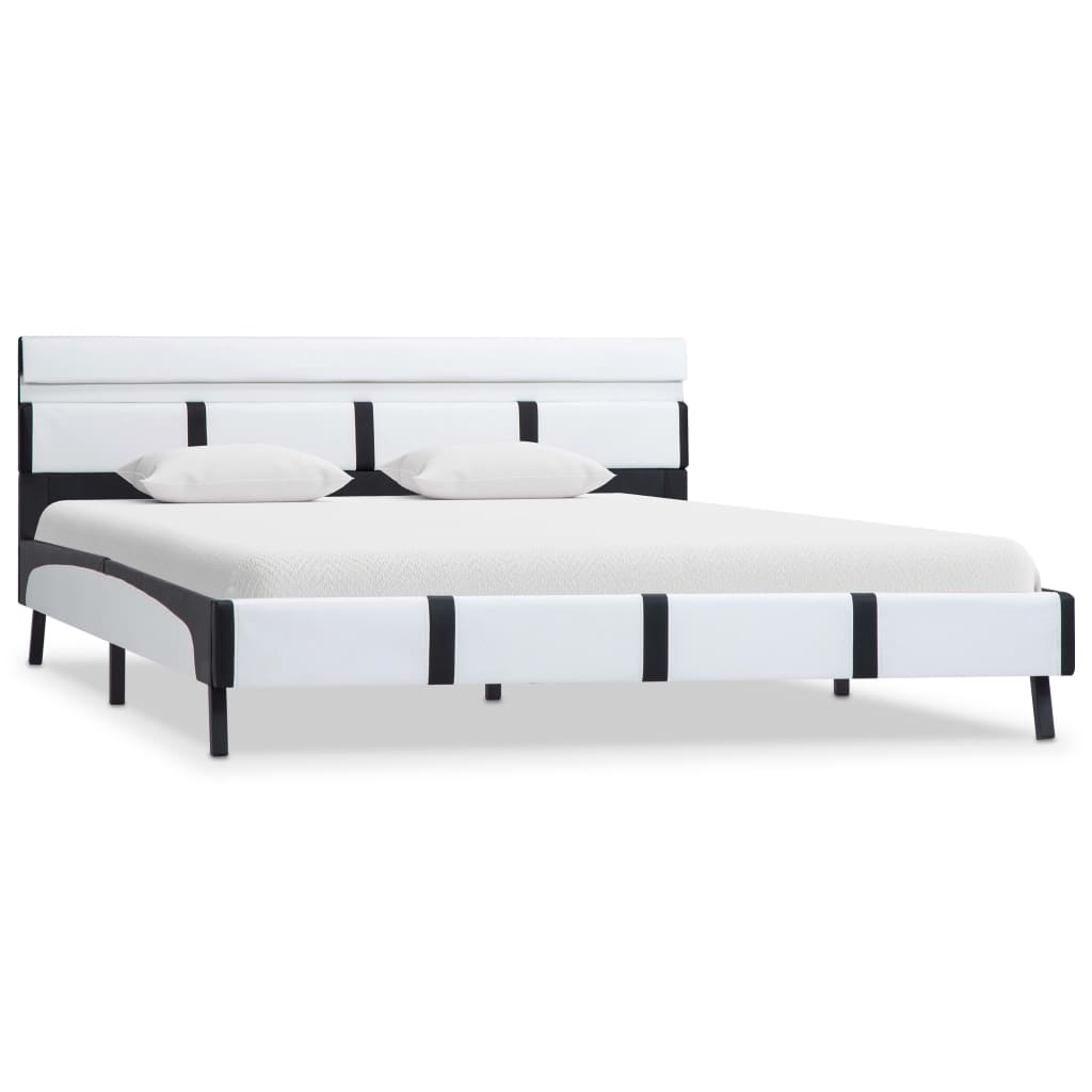 LED Platform Bed Frame in White Faux Leather 140x200 cm