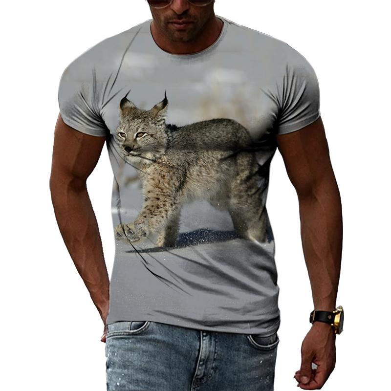 Sommer Mode Persönlichkeit Lynx Grafik T Shirts Männer Hip Hop Street Style Spaß Tees Trend Casual Gedruckt Oansatz Kurzarm tops