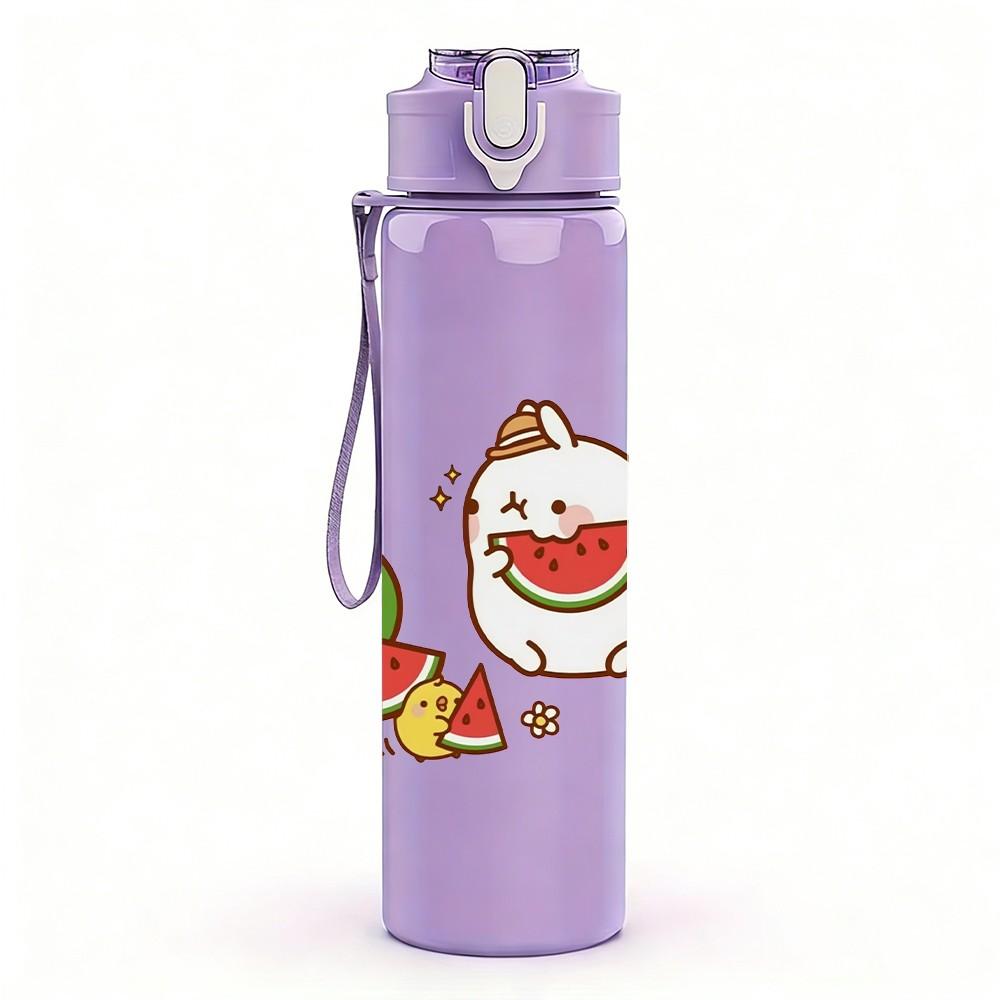 1PC Watermelon Slice Cute Cartoon Print 750ml Color Plastic Sports Water Bottle Leakproof Flip Straw Lid Suitable for Sports Office Home Use