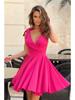 2024 European & American Women's Summer Bowknot V-neck High-waisted Dress