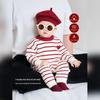 Festive Red Knitted Newborn Romper - Cute Autumn Baby Outfit
