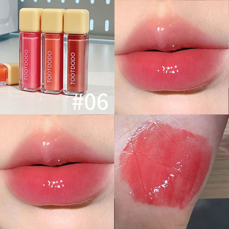 Dodo Toot Lip Glaze - Pink Mango Ripple: Korean Style, Age-Defying, Transfer-Resistant, Glassy Moisturizing Tint.