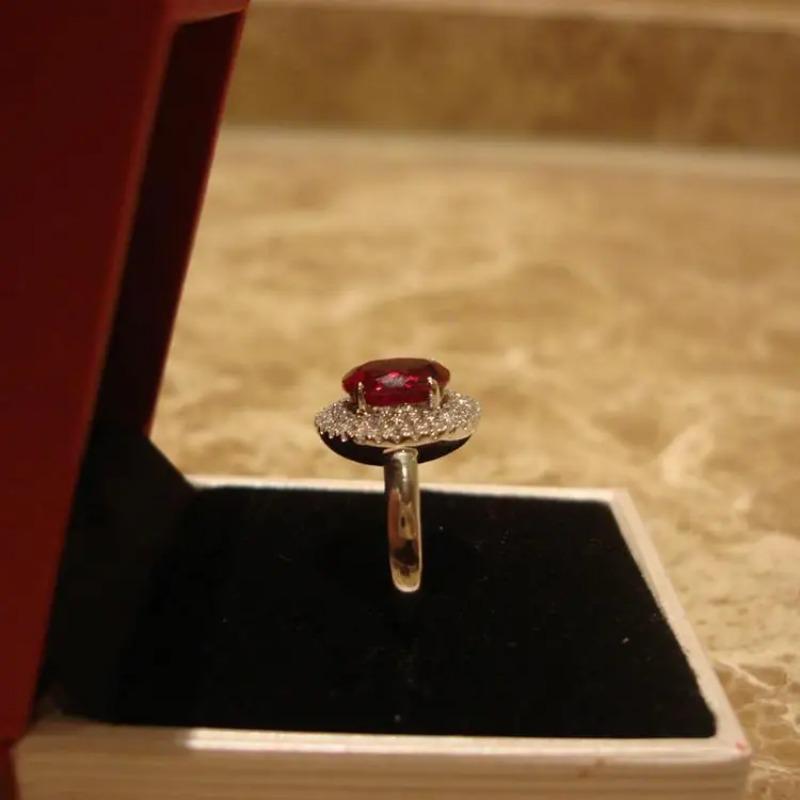 Designer Original Diamond Ruby Adjustable Engagement Rings For Women Retro Light Luxury Charm Ladies   Jewelry