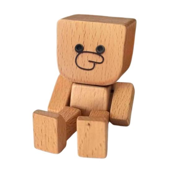 1/2/3Pcs Shaking Wooden Man Figurine Handmade Shaking Feet Wooden Doll Car Dashboard Desktop Decoration Ornament