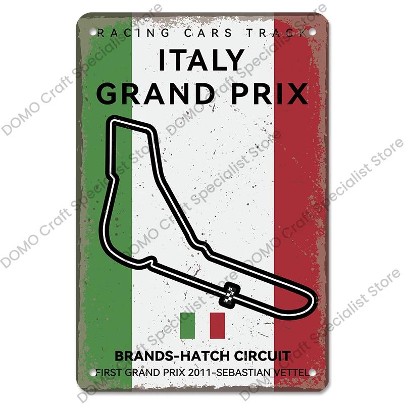 Afiș pentru circuitul de curse F1 Semne de tablă vintage din metal Monaco Spania SUA Garaj Placă metalică retro Garage Bar Pub Club Decor de perete de acasă