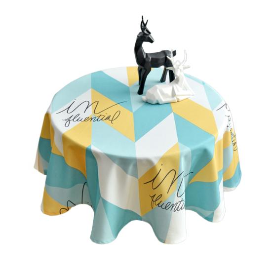 Tablecloth Nordic Style Plaid Print Round Shape Tablecloth Wrinkle Resistant Spill Proof Smooth Winter Table Cover Home Decor