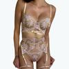 Sex underwear perspective outfit mesh embroidery contrasting color bra sexy temptation set