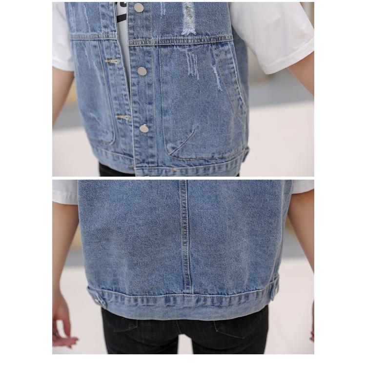 Vestă nouă de denim pentru femei de primăvară și vară cu buzunar mare, jachetă vestă coreeană largă