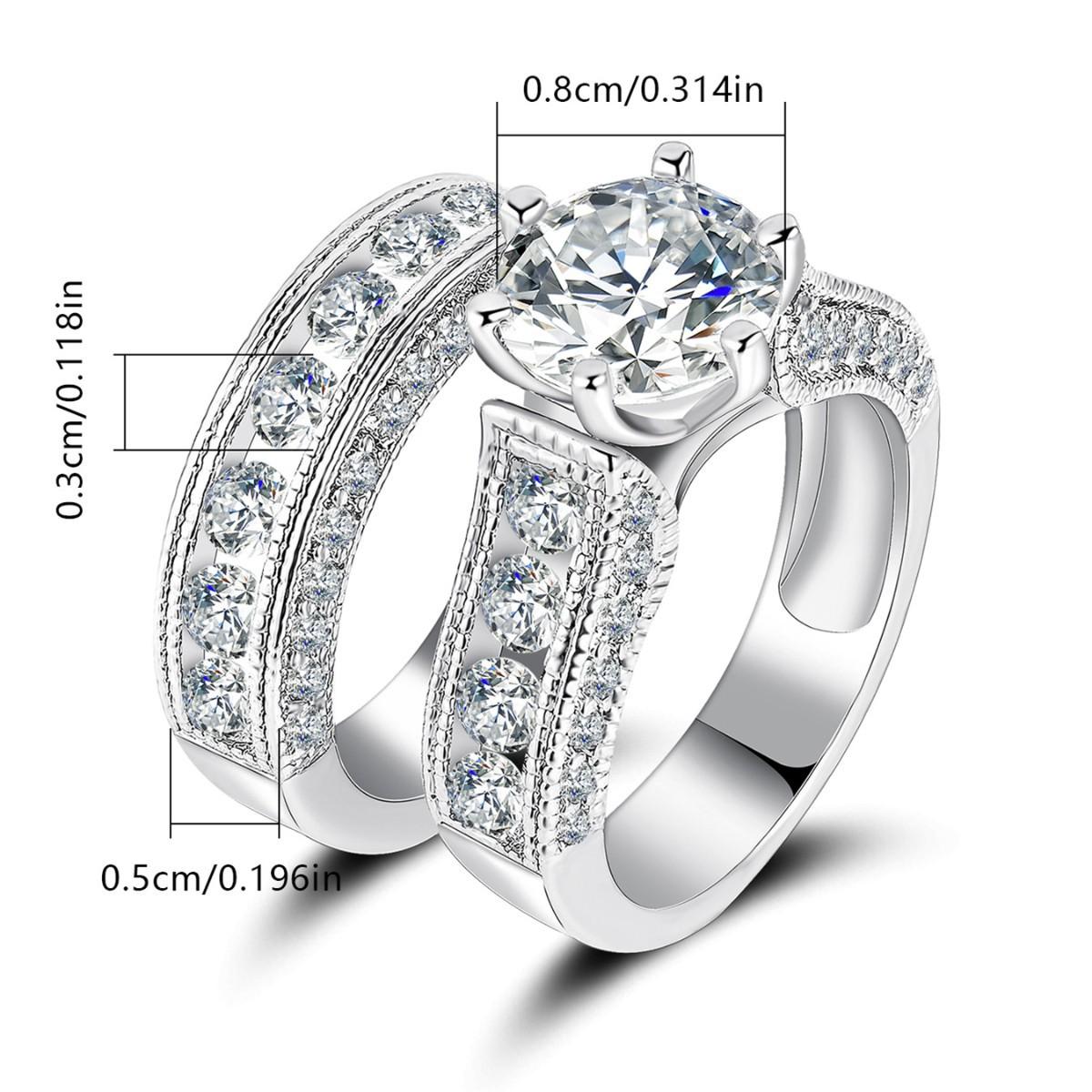 

Two-piece ring full of diamonds, luxury high-end diamond ring, ring inlaid with 4A zircon, high-quality real gold-plated jewelry. no. 5
