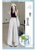 White High-Waisted Ice Silk Wide-Leg Pants for Women - Summer Casual Drape Style
