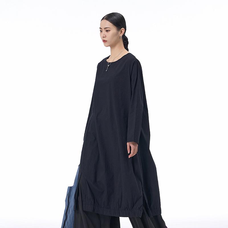 2026 Spring Korean Style Long Sleeve Shirt Dress, Plus Size, Yamamoto Slimming Loose Fit Women's Pullover