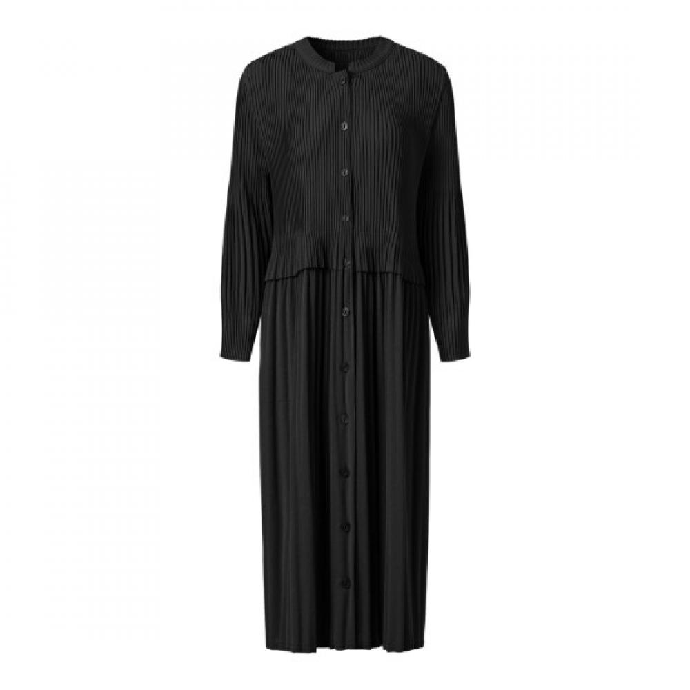 Pleats Me Crepe Flare Button Dress Ppopw325005