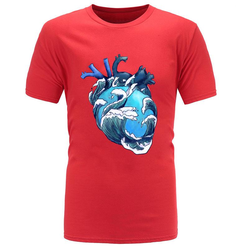 Heart Cardiac Waves Hokusai Tshirt Anatomy Psychology Resuscitation Graphic Unisex T Shirt Oversized Father Tee Shirt Free Shipping S