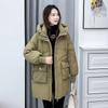 2024 Trendy High-End Women's Mid-Length Hooded Down Cotton Coat with Pineapple Pockets - Loose Fit Plus Size Winter Wear