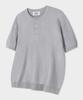 LEMAIN SECOND Classic Henley Neck Washable Short Sleeve Knit [Gray]