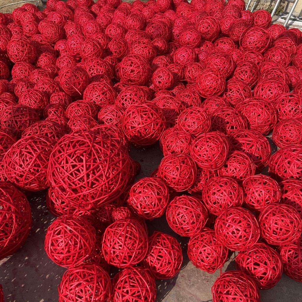 Red Rattan Sepak Takraw Ball - Hollow Decoration for School, Kindergarten, New Year, and Spring Festival