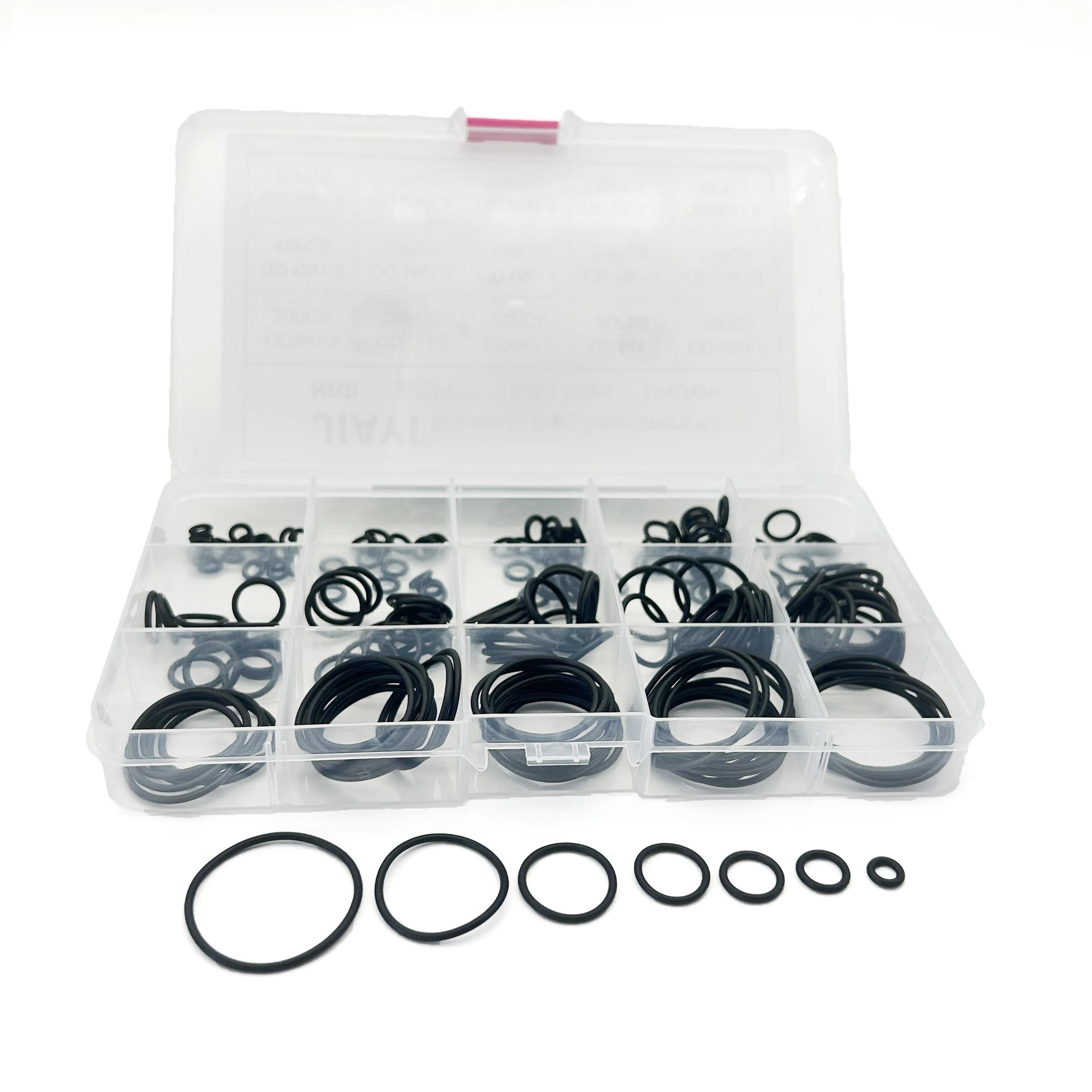 NBR Black O-Ring Assortment Kit 1 Box Of 225Pcs CS 1.5mm OD 6mm~30mm Nitrile Seals for Pumps/Valves Durable Mechanical Sealing NBR CS1.5mm