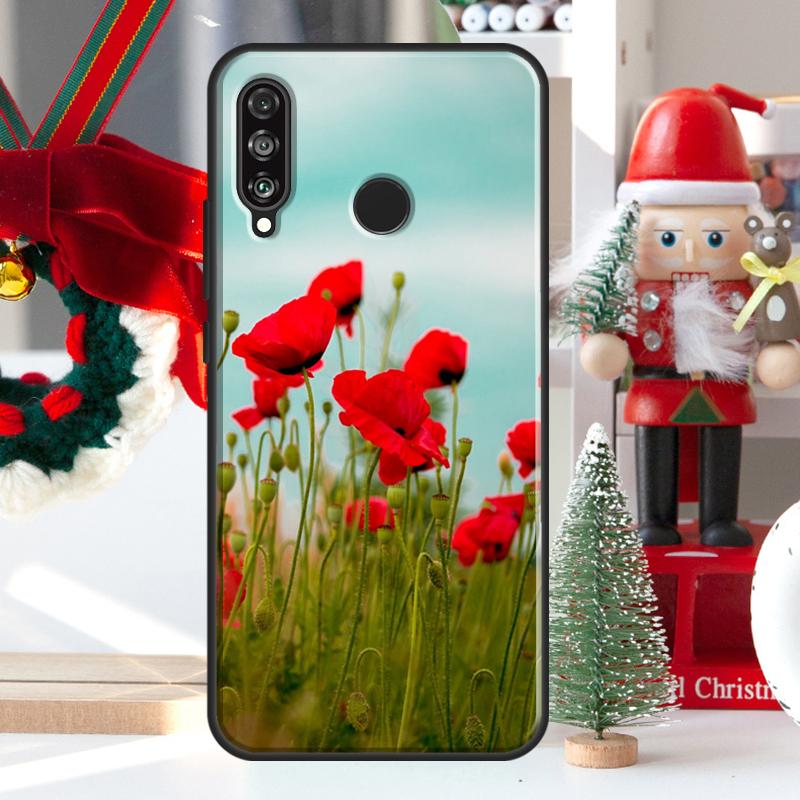 Red Corn Poppy Flower For Huawei Nova 7i 8i 11i 12i 12s Y73 Y70 Y90 Y60 Y72 Y61 Y91 9 10 SE P30 Pro P40 Lite Case