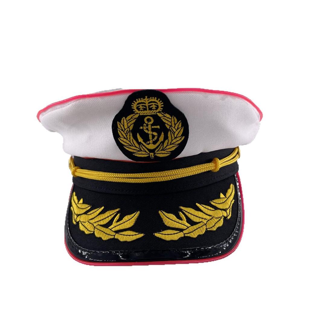 Navy Sailor LED Light-Up Embroidered Captain's Hat for Festivals and Performances