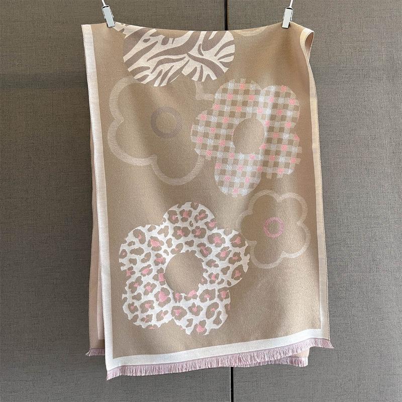 Fashion flower jacquard scarf women's autumn and winter imitation cashmere thickened warm scarf temperament outer shawl