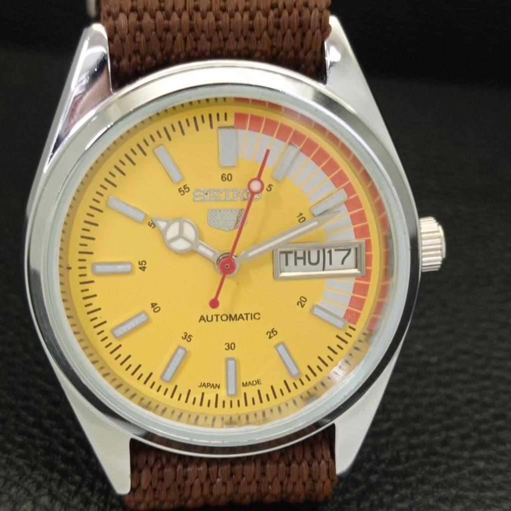 AUTOMATIC VINTAGE REFURBISHED SEIKO 5 6309A JAPAN MENS YELLOW WATCH A440870-4 Sk-a440870