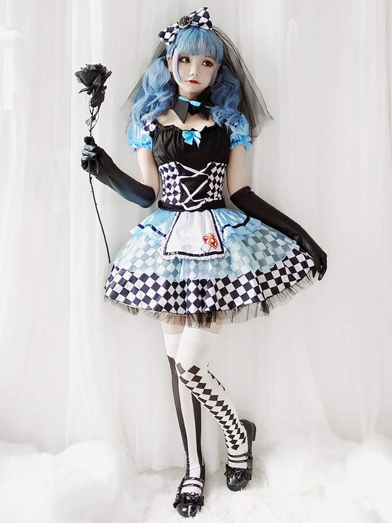 Milky Time Alice In Wonderland Halloween Adult Cosplay Costume, Gothic Lolita Maid Outfit, Women's Dark Alice