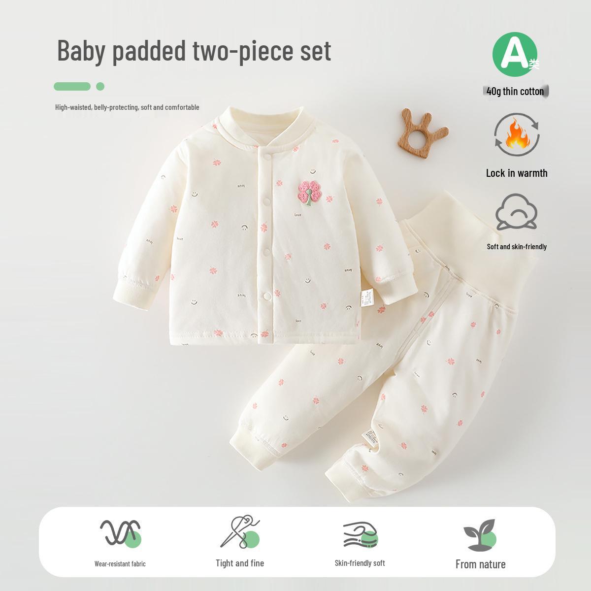 

Newborn Autumn Quilted Cotton Set - Warm & Lightweight Baby Outfit for Autumn/Winter Size 73 (Suitable for 13-16 lbs)