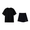 Li Ning Vielseitiger Mode Lockerer Atmungsaktiver Kurzarm Bequeme Shorts Lässiger Sportanzug Herren Anzug Schwarz W775-3+V236-1
