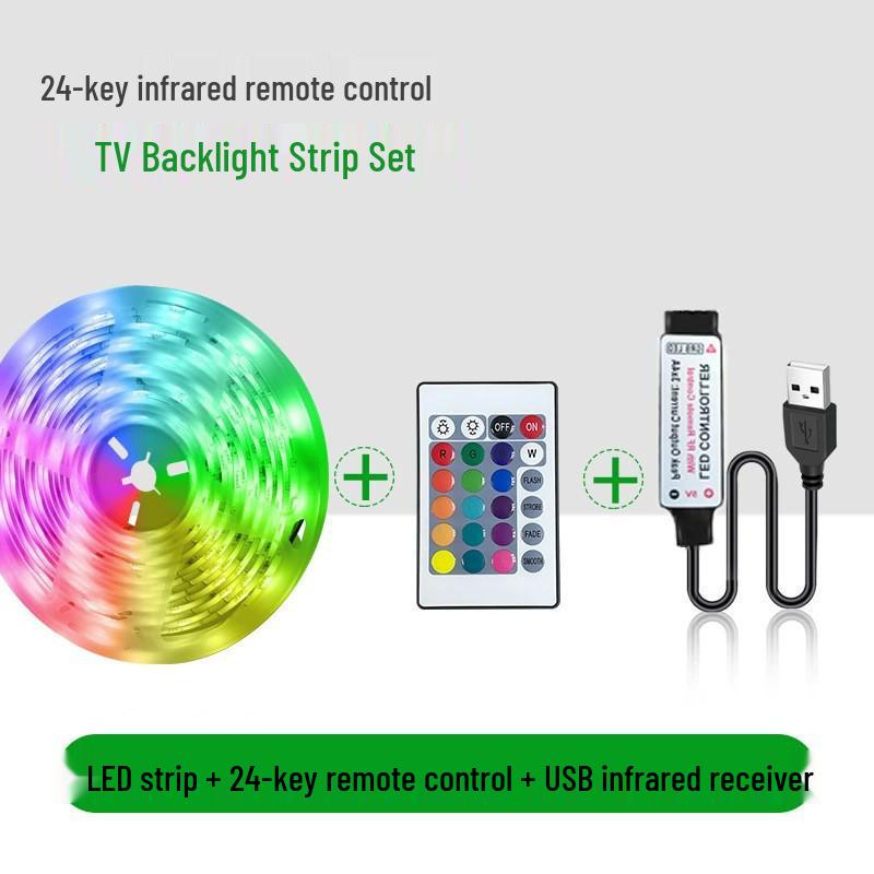 Pasek świetlny RGB Bluetooth - 5V USB, Siedem kolorów, Samoprzylepny, Idealny do podświetlenia telewizora i pokojów gamingowych.