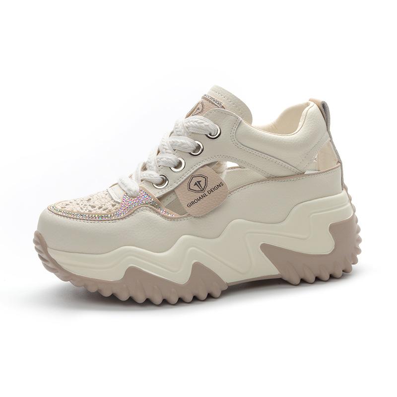 2025 Summer New Versatile Thick-soled Hollow Bag Head Sandals Women's Casual Breathable Little White Shoes Muffin Bottom Increased