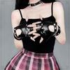 Unisex Punk Fingerless Gloves PU Leather Rivet Gothic Wrist Wrap Black White Disco Dance Rock Performance Gloves