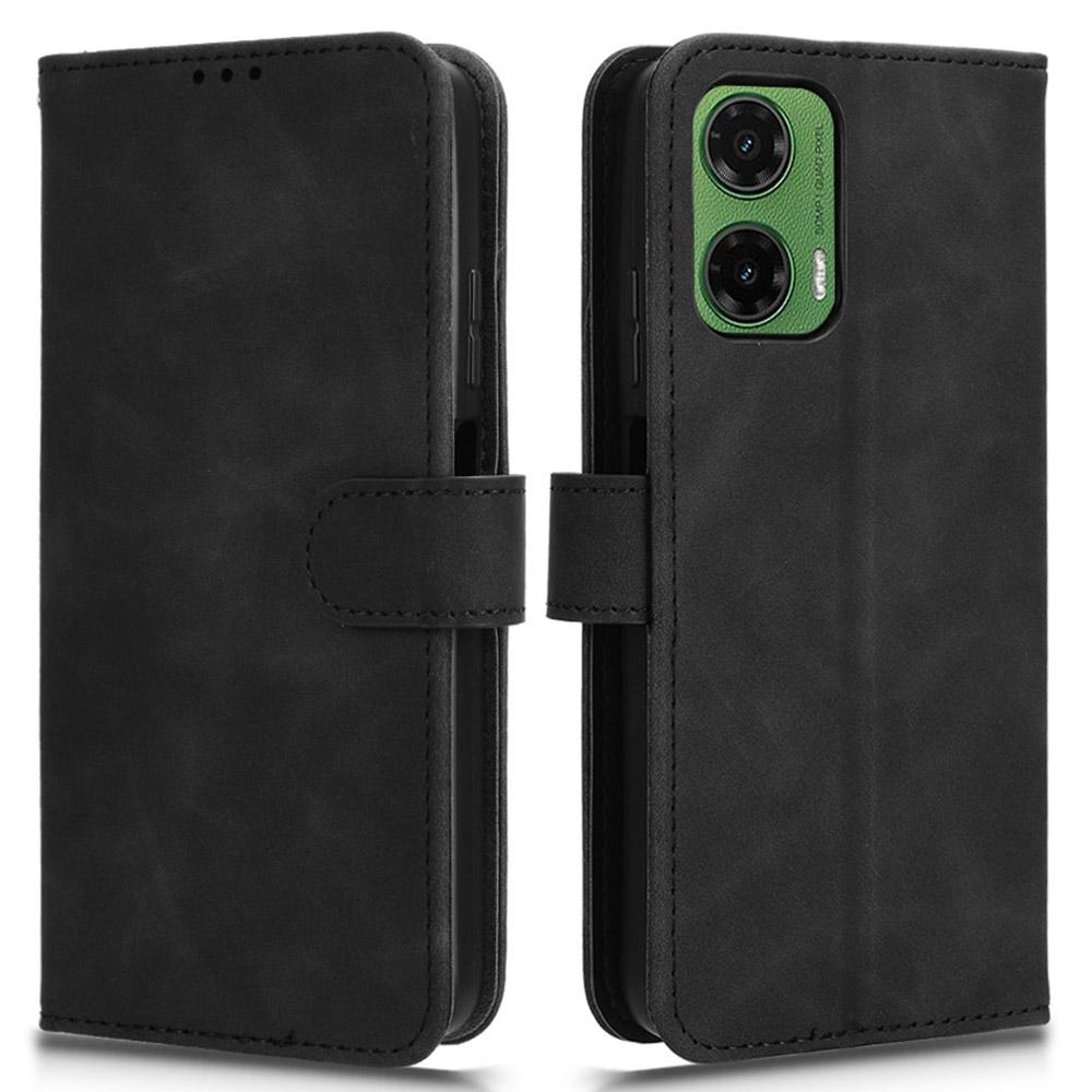 Für Motorola Moto G35 5G Lederhülle Hautgefühl Sturzsicher Brieftasche Flip Handyhülle